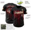 Custom Black Vintage USA Flag Cream-Crimson Dripping Splatter Paint Authentic Baseball Jersey