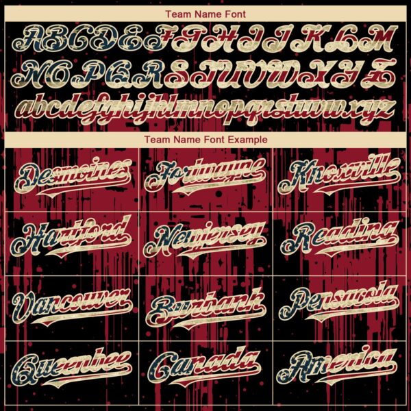 Custom Black Vintage USA Flag Cream-Crimson Dripping Splatter Paint Authentic Baseball Jersey