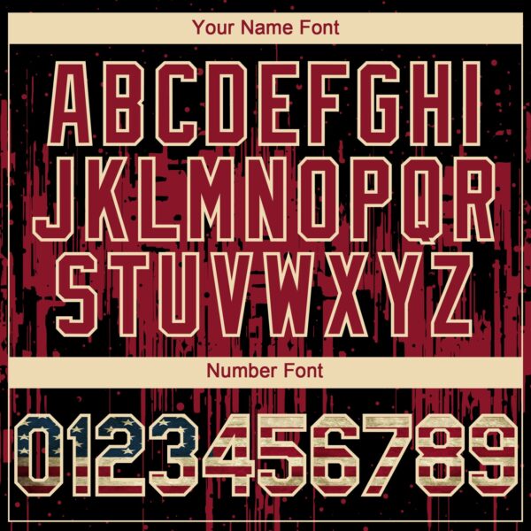 Custom Black Vintage USA Flag Cream-Crimson Dripping Splatter Paint Authentic Baseball Jersey