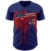 Custom Royal Vintage USA Flag Black-Red Dripping Splatter Paint Authentic Baseball Jersey