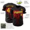 Custom Black Gold Red-White Dripping Splatter Paint Authentic Baseball Jersey