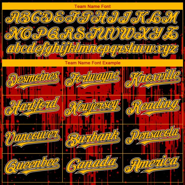 Custom Black Gold Red-White Dripping Splatter Paint Authentic Baseball Jersey