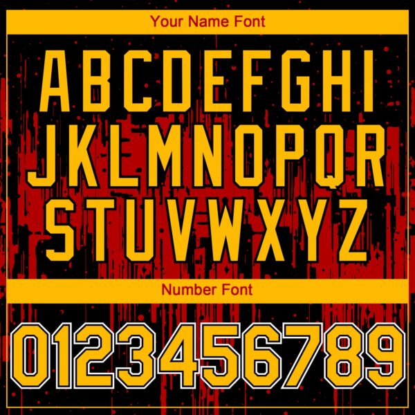 Custom Black Gold Red-White Dripping Splatter Paint Authentic Baseball Jersey