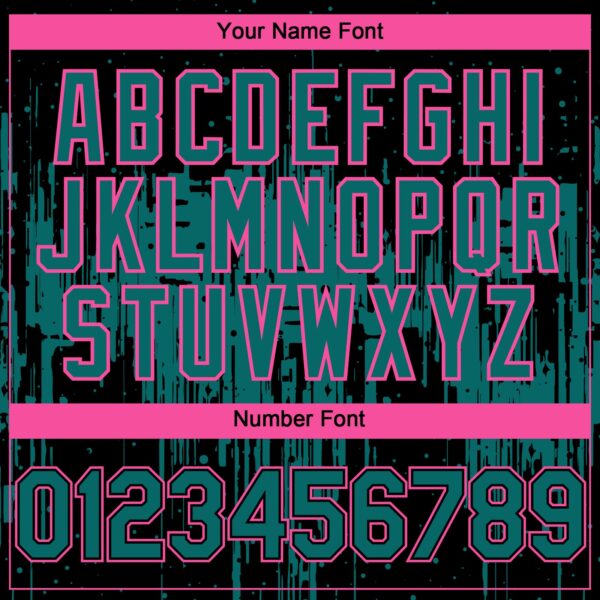 Custom Black Teal-Pink Dripping Splatter Paint Authentic Baseball Jersey