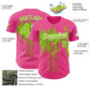 Custom Pink Neon Green-White Dripping Splatter Paint Authentic Baseball Jersey