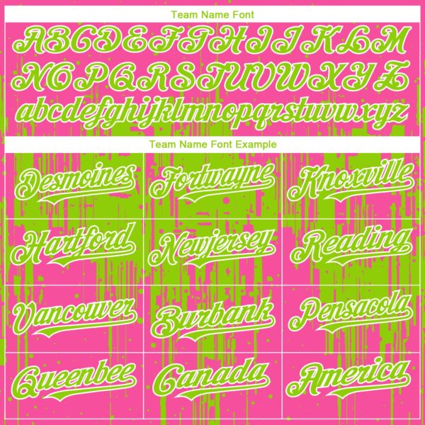 Custom Pink Neon Green-White Dripping Splatter Paint Authentic Baseball Jersey