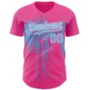 Custom Pink Light Blue-White Dripping Splatter Paint Authentic Baseball Jersey