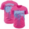 Custom Pink Light Blue-White Dripping Splatter Paint Authentic Baseball Jersey
