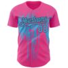 Custom Pink Sky Blue-Black Dripping Splatter Paint Authentic Baseball Jersey