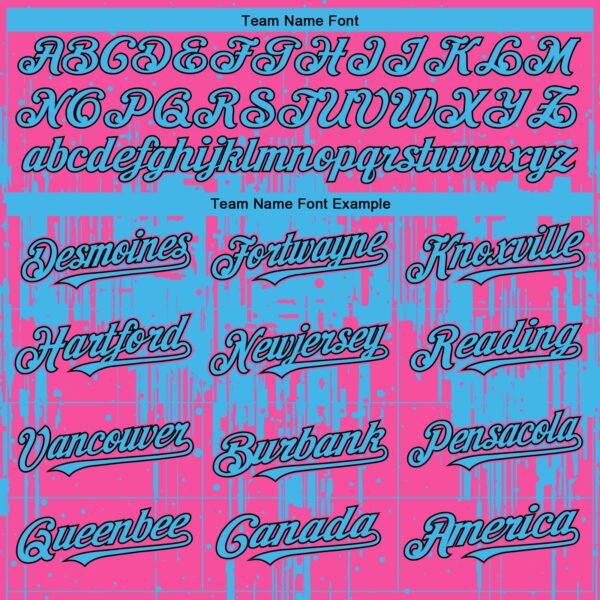 Custom Pink Sky Blue-Black Dripping Splatter Paint Authentic Baseball Jersey