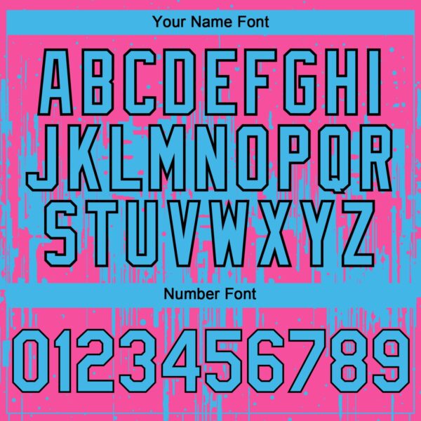 Custom Pink Sky Blue-Black Dripping Splatter Paint Authentic Baseball Jersey