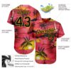 Custom Red Black-Yellow 3D Pattern Design Sun Beach Hawaii Palm Trees Authentic Baseball Jersey