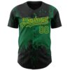 Custom Black Kelly Green-Yellow Abstract Splatter Grunge Paint Authentic Baseball Jersey