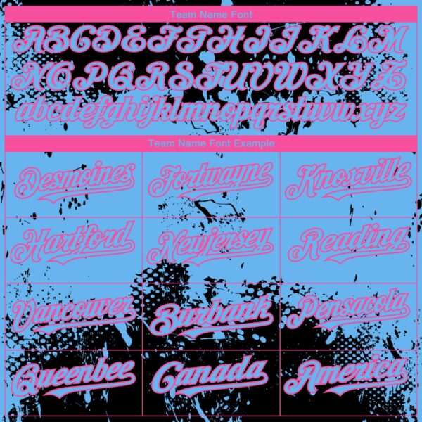 Custom Black Sky Blue-Pink Abstract Splatter Grunge Paint Authentic Baseball Jersey