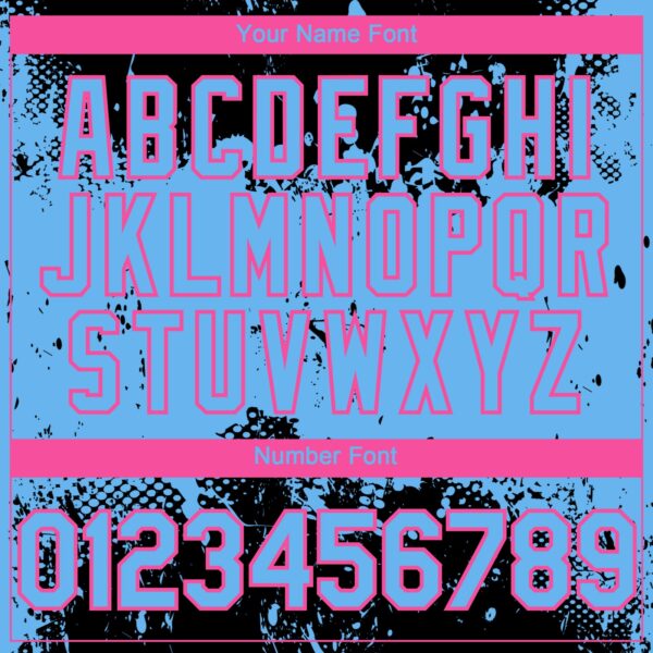 Custom Black Sky Blue-Pink Abstract Splatter Grunge Paint Authentic Baseball Jersey