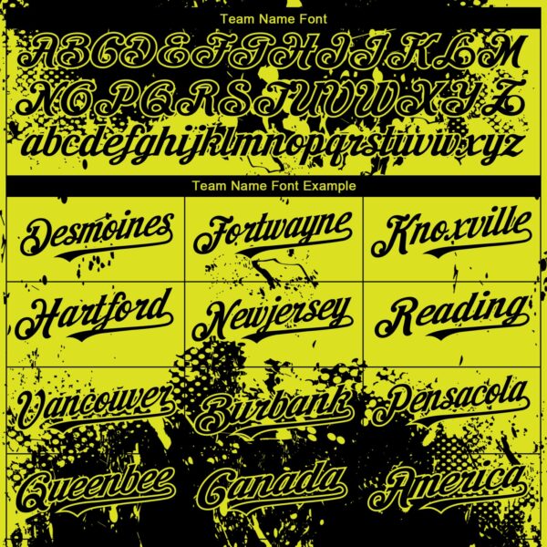 Custom Black Neon Yellow Abstract Splatter Grunge Paint Authentic Baseball Jersey