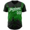 Custom Black White-Grass Green Abstract Splatter Grunge Paint Authentic Baseball Jersey