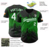 Custom Black White-Grass Green Abstract Splatter Grunge Paint Authentic Baseball Jersey