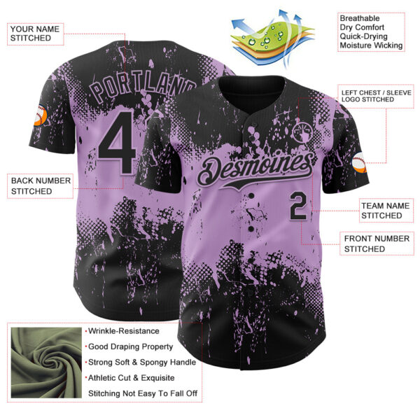 Custom Black Light Purple Abstract Splatter Grunge Paint Authentic Baseball Jersey
