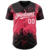 Custom Black White-Neon Pink Abstract Splatter Grunge Paint Authentic Baseball Jersey