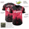 Custom Black White-Neon Pink Abstract Splatter Grunge Paint Authentic Baseball Jersey