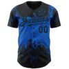 Custom Black Blue Abstract Splatter Grunge Paint Authentic Baseball Jersey