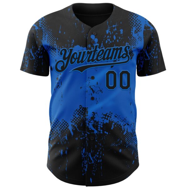 Custom Black Blue Abstract Splatter Grunge Paint Authentic Baseball Jersey