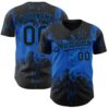 Custom Black Blue Abstract Splatter Grunge Paint Authentic Baseball Jersey