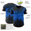 Custom Black Blue Abstract Splatter Grunge Paint Authentic Baseball Jersey