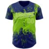 Custom Royal Neon Green-White Abstract Splatter Grunge Paint Authentic Baseball Jersey