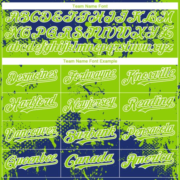 Custom Royal Neon Green-White Abstract Splatter Grunge Paint Authentic Baseball Jersey