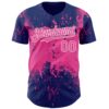 Custom Royal Pink-White Abstract Splatter Grunge Paint Authentic Baseball Jersey