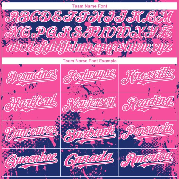 Custom Royal Pink-White Abstract Splatter Grunge Paint Authentic Baseball Jersey