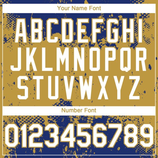 Custom Royal White-Old Gold Abstract Splatter Grunge Paint Authentic Baseball Jersey