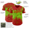 Custom Red Neon Green Abstract Splatter Grunge Paint Authentic Baseball Jersey