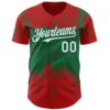 Custom Red White-Kelly Green Abstract Splatter Grunge Paint Authentic Baseball Jersey