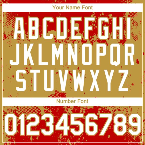 Custom Red White-Old Gold Abstract Splatter Grunge Paint Authentic Baseball Jersey