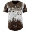 Custom Brown White Abstract Splatter Grunge Paint Authentic Baseball Jersey