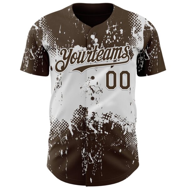 Custom Brown White Abstract Splatter Grunge Paint Authentic Baseball Jersey