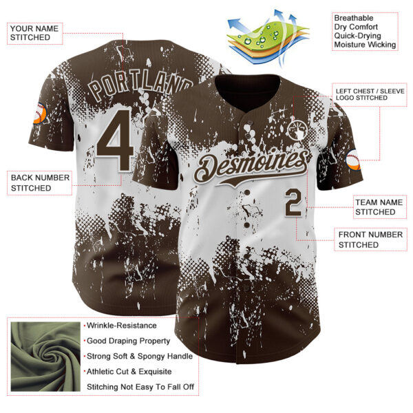 Custom Brown White Abstract Splatter Grunge Paint Authentic Baseball Jersey