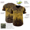 Custom Brown Old Gold Abstract Splatter Grunge Paint Authentic Baseball Jersey