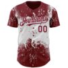 Custom Crimson White Abstract Splatter Grunge Paint Authentic Baseball Jersey