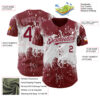 Custom Crimson White Abstract Splatter Grunge Paint Authentic Baseball Jersey