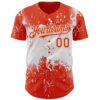 Custom Orange White Abstract Splatter Grunge Paint Authentic Baseball Jersey