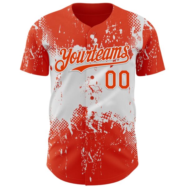 Custom Orange White Abstract Splatter Grunge Paint Authentic Baseball Jersey