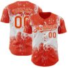 Custom Orange White Abstract Splatter Grunge Paint Authentic Baseball Jersey