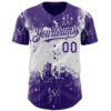 Custom Purple White Abstract Splatter Grunge Paint Authentic Baseball Jersey