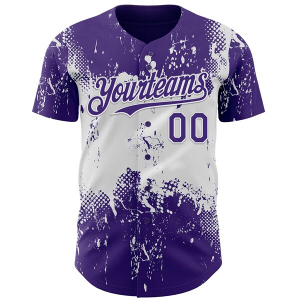 Custom Purple White Abstract Splatter Grunge Paint Authentic Baseball Jersey