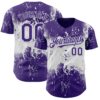 Custom Purple White Abstract Splatter Grunge Paint Authentic Baseball Jersey