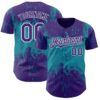 Custom Purple Teal-White Abstract Splatter Grunge Paint Authentic Baseball Jersey
